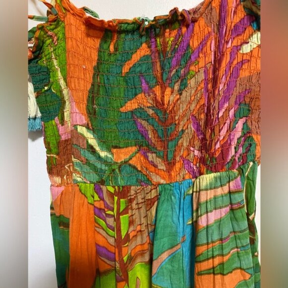 True Destination Boho Tropical Tassel Strap Dress – Size M - Picture 5 of 9